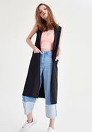 Bayan Siyah Uzun Yelek