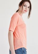 Bayan Pembe Yaka Detaylı Kısa Kollu Tişört