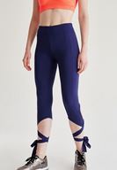 Bayan Lacivert Bağlamalı Spor Tayt