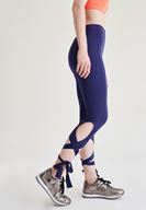 Bayan Lacivert Bağlamalı Spor Tayt