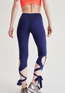 Bayan Lacivert Bağlamalı Spor Tayt