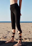 Bayan Siyah Bağlamalı Spor Tayt