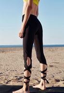 Bayan Siyah Bağlamalı Spor Tayt