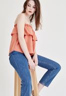 Bayan Turuncu İki Katlı Straplez