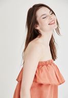 Bayan Turuncu İki Katlı Straplez