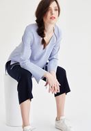 Bayan Lacivert Bol Kesim Triko Pantolon