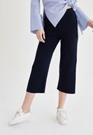 Bayan Lacivert Bol Kesim Triko Pantolon