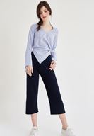 Bayan Lacivert Bol Kesim Triko Pantolon