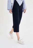 Bayan Lacivert Bol Kesim Triko Pantolon