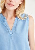 Bayan Mavi Kısa Denim Elbise