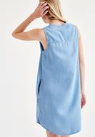 Bayan Mavi Kısa Denim Elbise