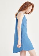 Bayan Mavi Kısa Denim Elbise