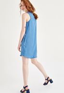 Bayan Mavi Kısa Denim Elbise