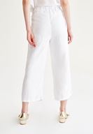 Bayan Beyaz İşlemeli Bol Pantolon