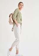 Bayan Krem Beli Lastikli Jogger Pantolon