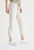 Bayan Krem Beli Lastikli Jogger Pantolon