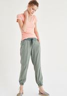 Bayan Yeşil Beli Lastikli Jogger Pantolon