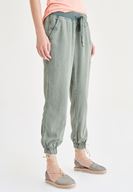 Bayan Yeşil Beli Lastikli Jogger Pantolon