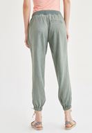 Bayan Yeşil Beli Lastikli Jogger Pantolon