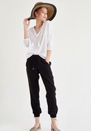 Bayan Siyah Beli Lastikli Jogger Pantolon