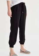 Bayan Siyah Beli Lastikli Jogger Pantolon