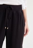 Bayan Siyah Beli Lastikli Jogger Pantolon