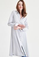 Bayan Gri Uzun Dökümlü Gömlek