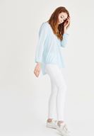 Bayan Mavi Kapüşonlu Dökümlü Tişört