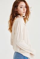 Bayan Krem Omuz Detaylı Simli Hırka