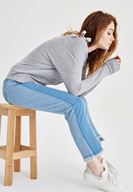 Bayan Gri Omuz Detaylı Simli Hırka