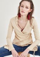 Bayan Kahverengi Kruvaze Bluz