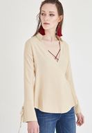 Bayan Kahverengi Kruvaze Bluz