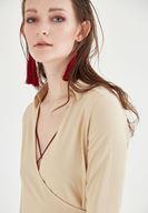 Bayan Kahverengi Kruvaze Bluz