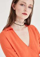 Bayan Turuncu Kruvaze Bluz