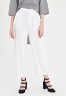 Bayan Beyaz Volan Detaylı Pantolon
