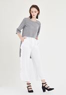 Bayan Beyaz Volan Detaylı Pantolon