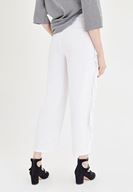 Bayan Beyaz Volan Detaylı Pantolon
