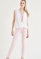 Bayan Beyaz Kruvaze Yaka Bluz