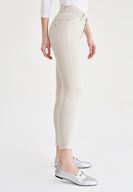 Bayan Krem Yüksek Bel Skinny Pantolon