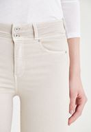 Bayan Krem Yüksek Bel Skinny Pantolon