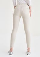Bayan Krem Yüksek Bel Skinny Pantolon