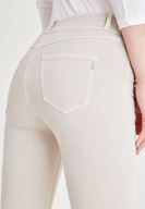 Bayan Krem Yüksek Bel Skinny Pantolon