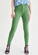 Bayan Yeşil Yüksek Bel Skinny Pantolon