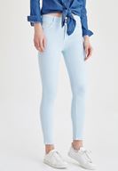 Bayan Mavi Yüksek Bel Skinny Pantolon