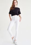 Bayan Beyaz Yüksek Bel Skinny Pantolon