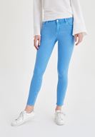 Bayan Mavi Düşük Bel Dar Paça Pantolon