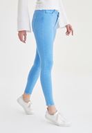 Bayan Mavi Düşük Bel Dar Paça Pantolon