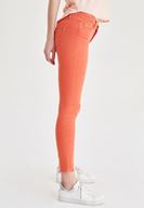 Bayan Turuncu Düşük Bel Dar Paça Pantolon