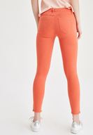 Bayan Turuncu Düşük Bel Dar Paça Pantolon