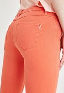 Bayan Turuncu Düşük Bel Dar Paça Pantolon